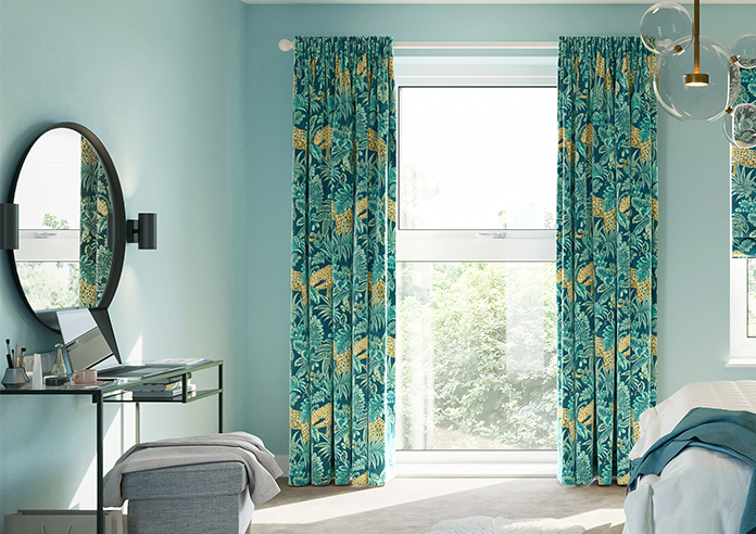 Leopard, Teal - Made to Measure Curtain - Image 3